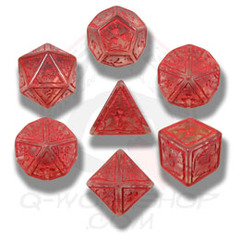 Translucent & Red NUKE 7 Dice set