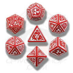 Red & White Nuke 7 Dice set