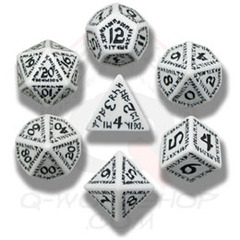 White & Black Runic 7 Dice set