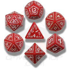 Red & White Runic 7 Dice set