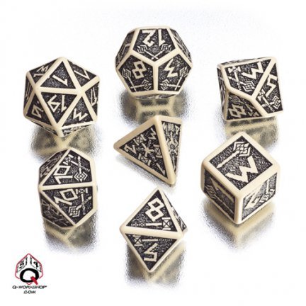 Beige-Black Dwarven Dice Set