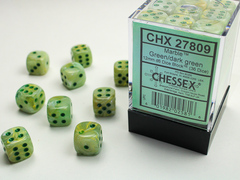 Marble Green with Dark Green Pips 12mm D6 Dice (36) - CHX27809