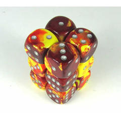 12 Red Yellow Gemini 16mm D6 Dice Block - CHX26650