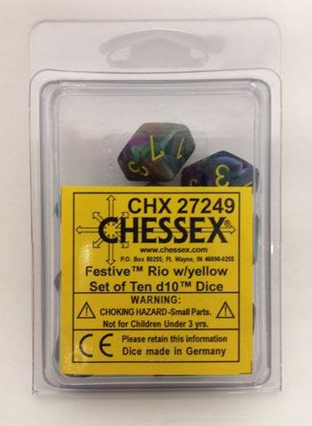 10 Festive Rio w/yellow D10 Dice - CHX27249