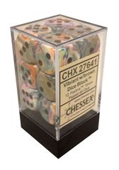 12 Vibrant w/ brown Festive 16mm D6 Dice Block - CHX27641