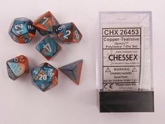 7 Copper-Teal w/silver Gemini Polyhedral Dice Set - CHX26453