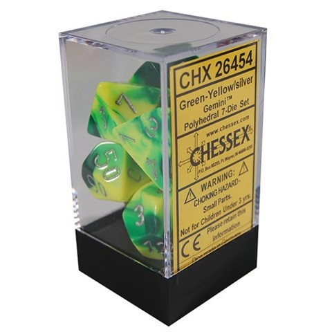 7 Green-Yellow/silver Gemini Polyhedral Dice Set - CHX26454