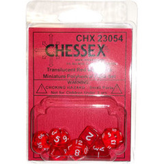 7 Red w/white Transparent Polyhedral Dice Set - CHX23054