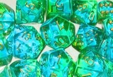 20 Assorted Gemini Translucent Green-Teal / Gold - CHXLE828