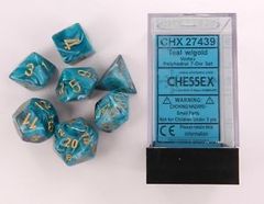 7 Teal w/gold Vortex Polyhedral Dice Set - CHX27439