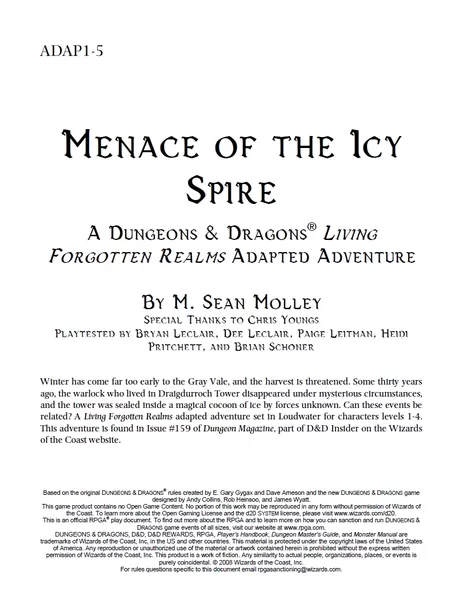 ADAP1-5: Menace of the Icy Spire