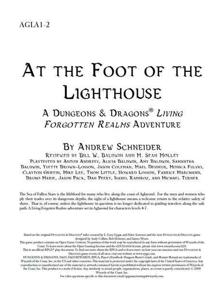 AGLA1-2: At the Foot of the Lighthouse