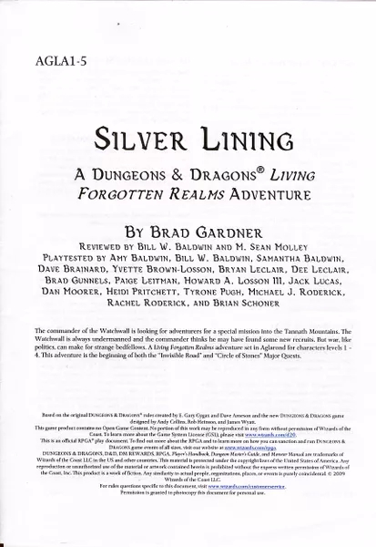 AGLA1-5: Silver Lining