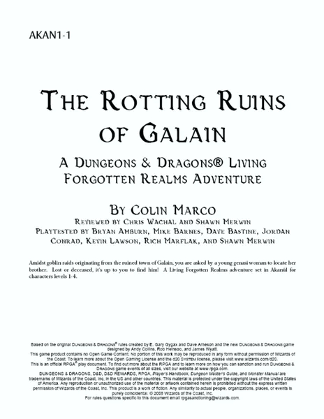 AKAN1-1: The Rotting Ruins of Galain