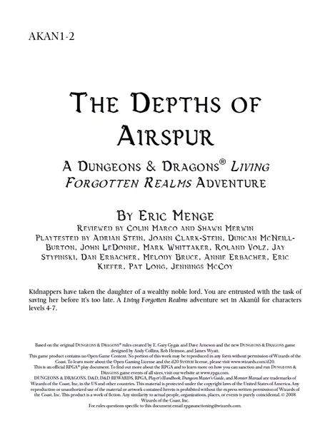 AKAN1-2: The Depths of Airspur