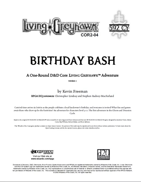 COR2-04: Birthday Bash