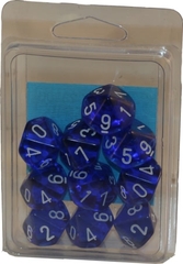 10 Translucent Blue w/White D10 - CHX23206