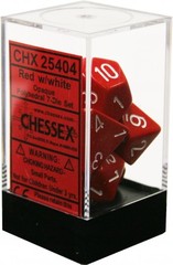 Opaque Red w/White Set of 7 Dice - CHX25404