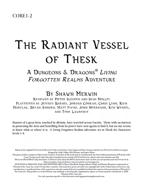 CORE1-2: Radiant Vessel of Thesk