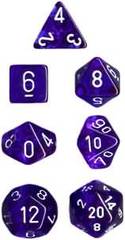 CHX23076 7pc Translucent Blue w/White Dice Set