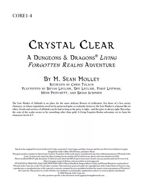 CORE1-4: Crystal Clear