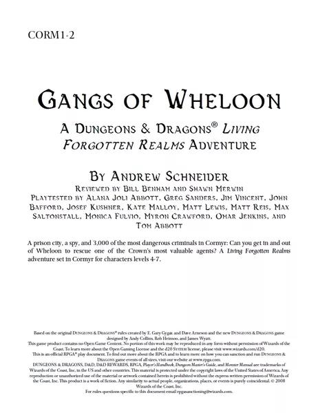 CORM1-2: Gangs of Wheloon