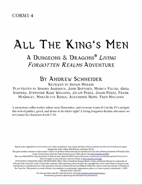 CORM1-4: All The Kings Men