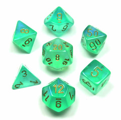 Borealis Light Green with Gold Set of 7 Dice - CHX27425