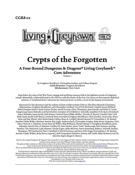 CGR8-01: Crypts of the Forgotten