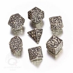 Beige-black Forest dice set