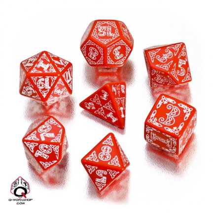Red-white Celtic dice set