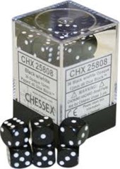 36 Black w/White 12mm D6 Dice Block - CHX25808