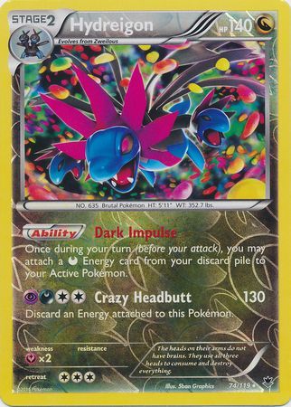 Hydreigon - 74/119 - Rare Holo - Reverse Holo Hydreigon - 74/119 - Rare Holo - Reverse Holo