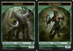 Elephant // Elf Warrior Double-sided Token