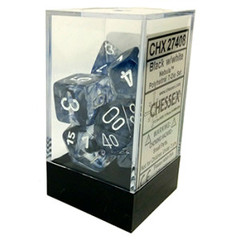 7 Black w/white Nebula Polyhedral Dice Set - CHX27408