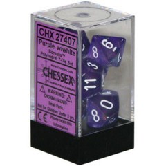 7 Purple w/white Borealis Polyhedral Dice Set - CHX27407