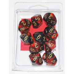 10 Blue-Red w/Gold Gemini D10 Dice Set - CHX26229