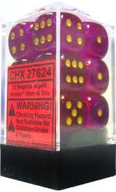 12 16mm Magenta w/Gold Borealis D6 Dice - CHX27624
