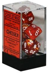 7 Bronze w/White Lustrous Polyhedral Dice Set - CHX27492