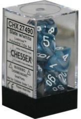 7 Slate w/White Lustrous Polyhedral Dice Set - CHX27490