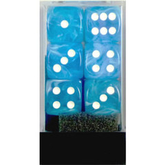 12 16mm Light Blue w/White Cirrus D6 Dice Set - CHX27646