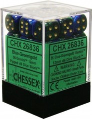 Gemini 12mm Blue-Green w/Gold D6 Dice - CHX25836