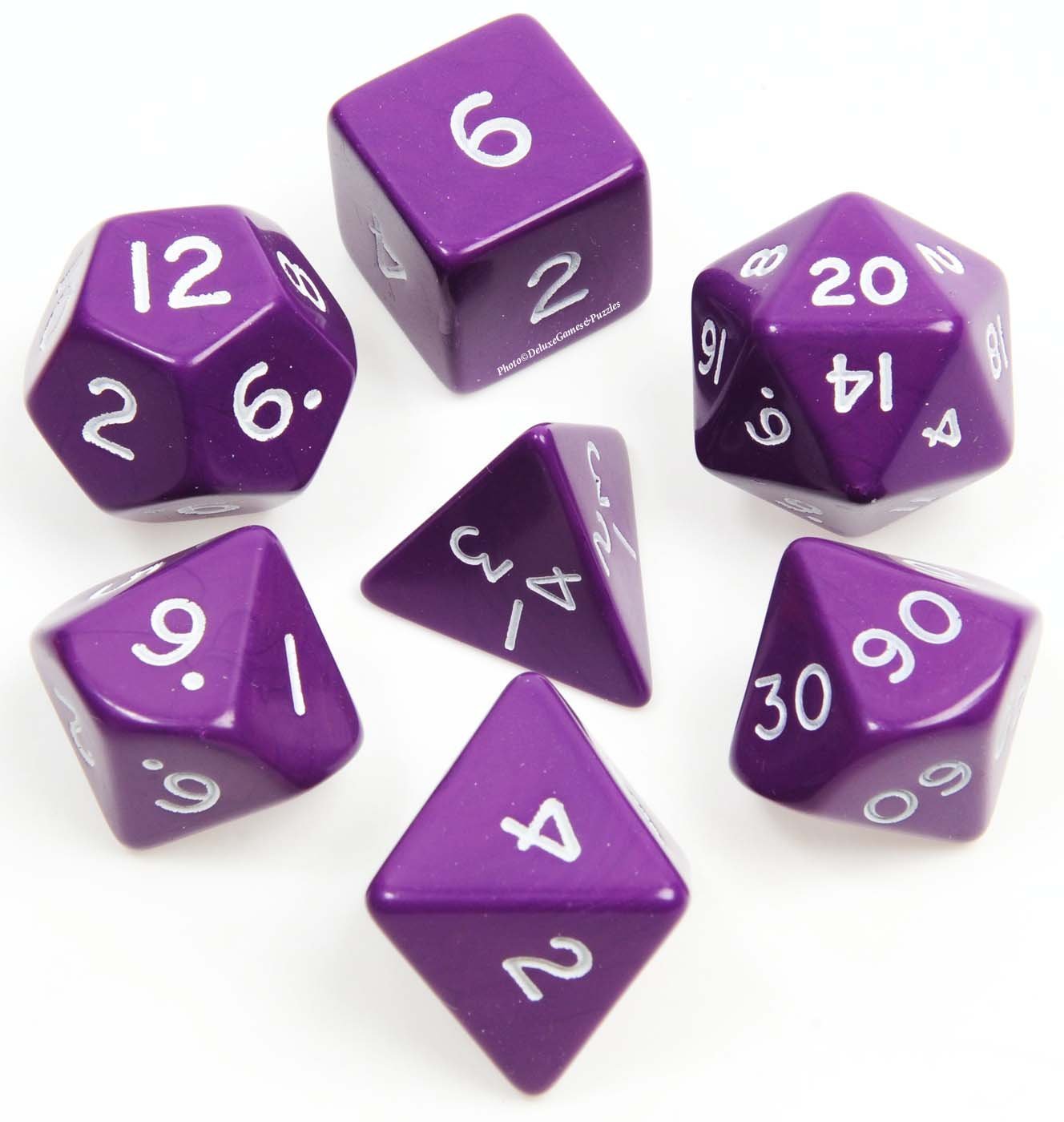 Jumbo Dice Set 7 Polyhedral Purple 28mm