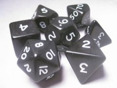 Jumbo Dice Set 7 Polyhedral Black/White Opaque 28mm