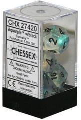 7 Aquerple w/Black Borealis Polyhedral Dice Set - CHX27420