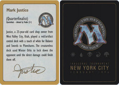 1996 Mark Justice Biography Card