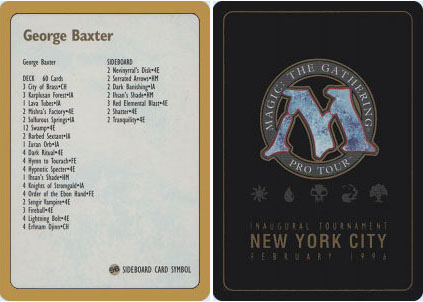 Decklist - George Baxter - 1996 Decklist - George Baxter - 1996