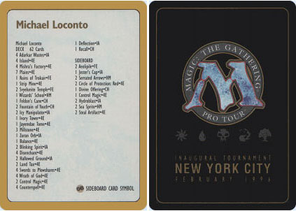 Decklist - Michael Loconto - 1996 Decklist - Michael Loconto - 1996