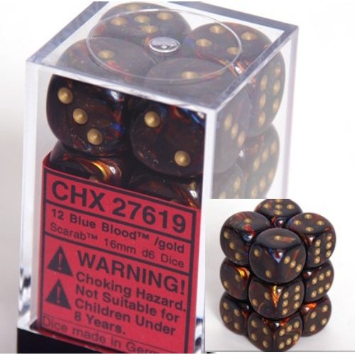 CHX 27619 Blue Blood /gold Scarab 16mm D6 (12)
