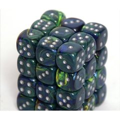 36 Green /silver Festive 12mm D6 Dice Block - CHX